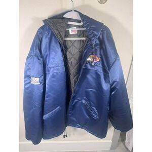 Vintage Inside the NFL HBO Sports Satin Jacket Blue Hooded xl